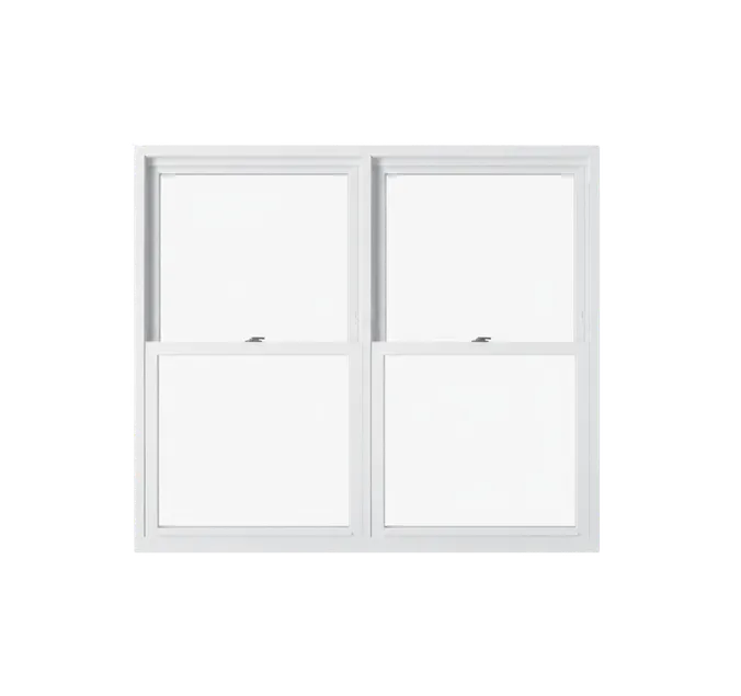 White double-hung window with decorative grids